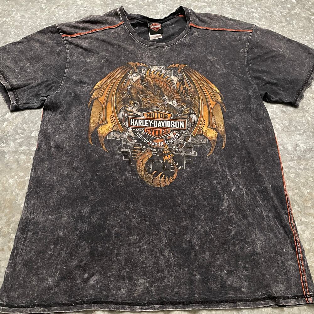 Harley Davidson Dragon US 129 Smoky Mountains Tennessee T-Shirt Mens XL Gray